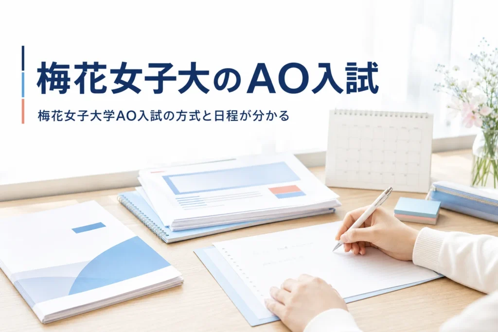 梅花女子大学のAO入試（総合型選抜）の方式と日程を解説する記事のアイキャッチ