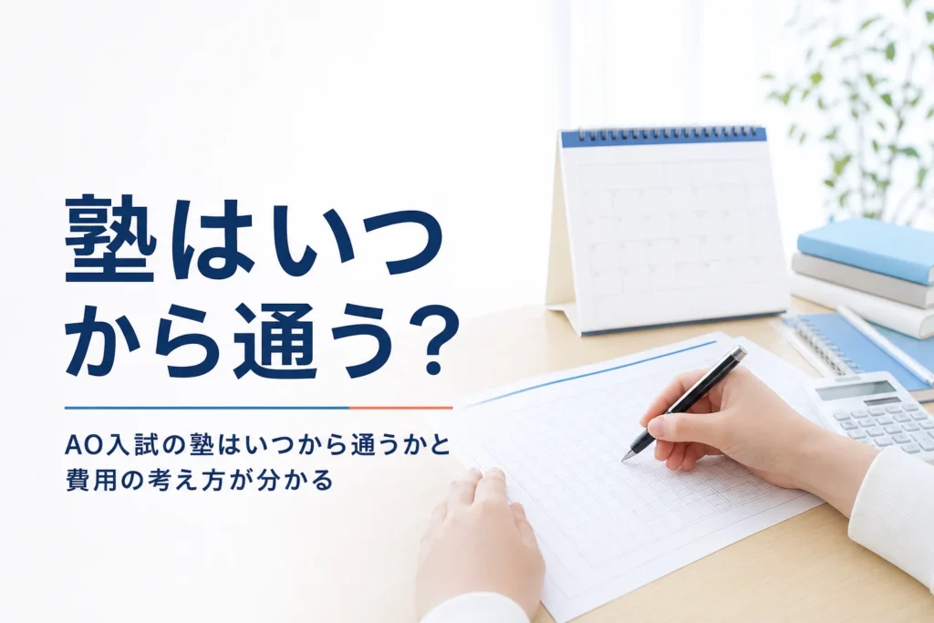AO入試の塾はいつから通うかを入試の日程から逆算し、費用の考え方も解説する記事のアイキャッチ