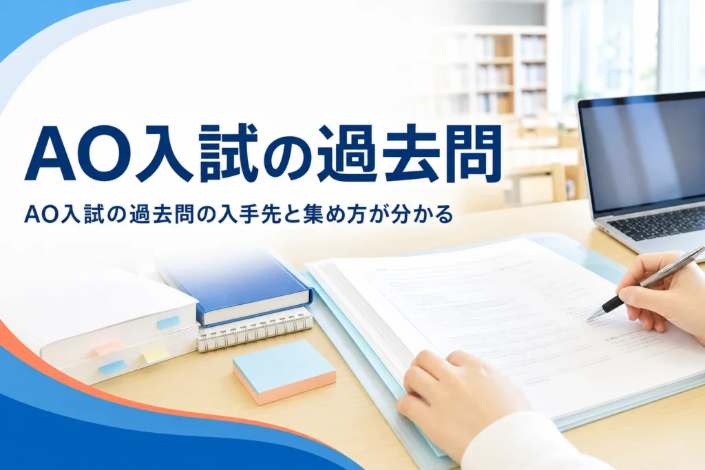 AO入試（総合型選抜）の過去問の入手先と、過去問がない時の対策を解説する記事のアイキャッチ