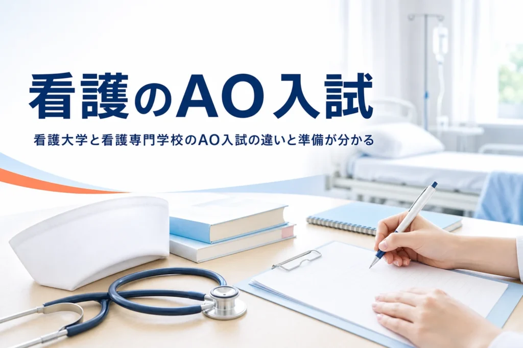 看護のAO入試について、看護大学の総合型選抜と看護専門学校のAO入試の違いを解説する記事のアイキャッチ