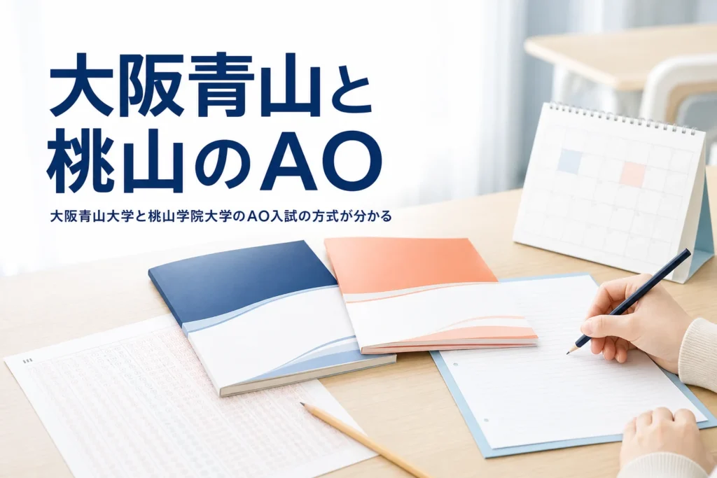 大阪青山大学と桃山学院大学のAO入試（総合型選抜）の方式と日程を解説する記事のアイキャッチ