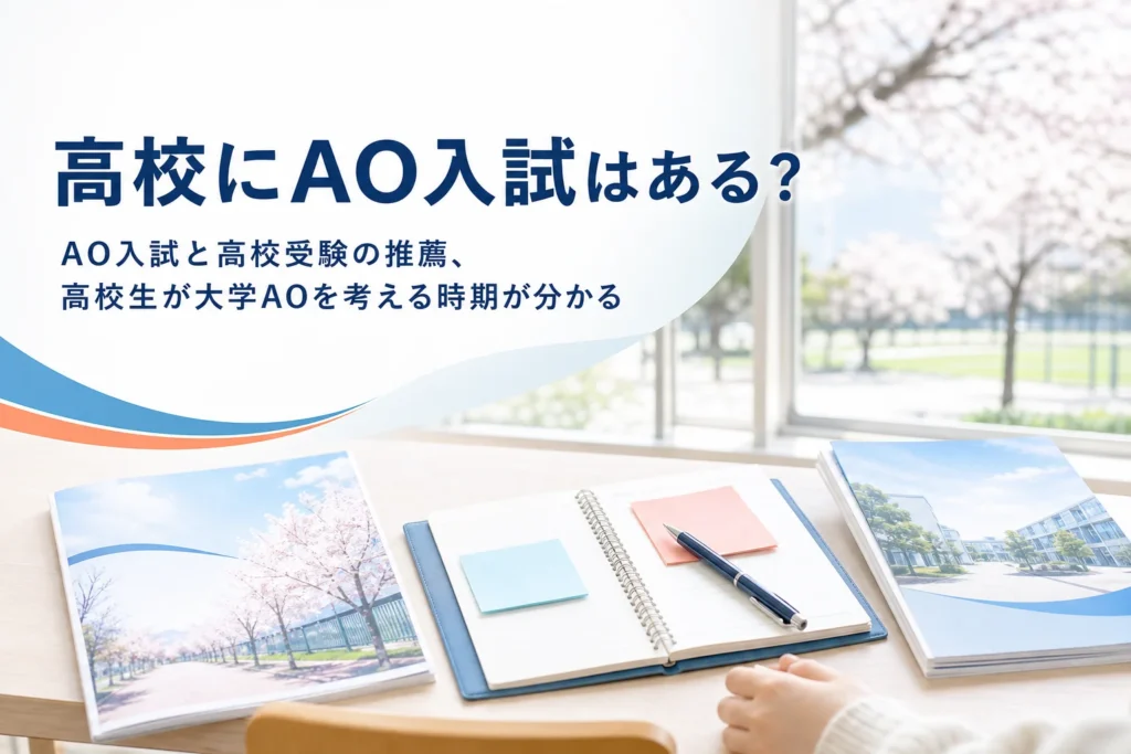 高校受験にAO入試があるのかと、高校生が大学のAO入試を考える時期を解説する記事のアイキャッチ