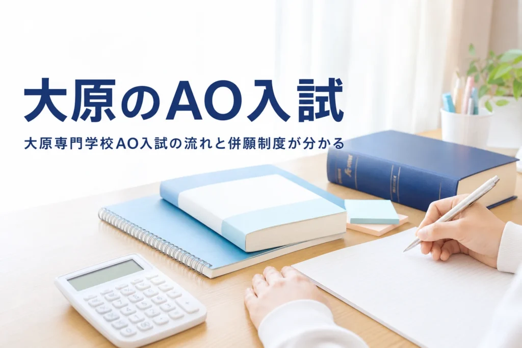 大原の専門学校のAO入試の流れと、公務員・簿記を目指す志望理由の準備を解説する記事のアイキャッチ