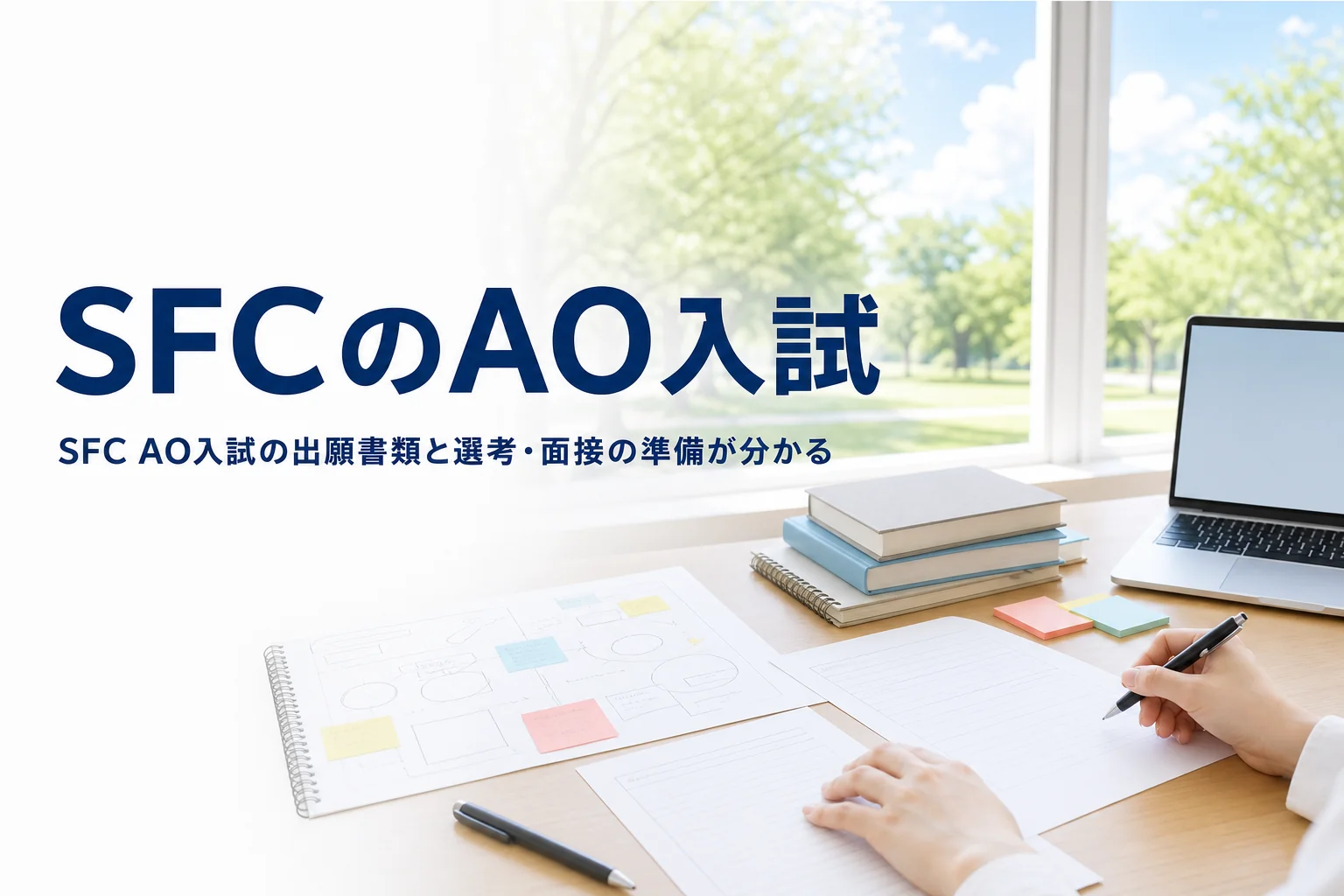 慶應SFCのAO入試の出願書類と、1次・2次選考、面接の準備を解説する記事のアイキャッチ