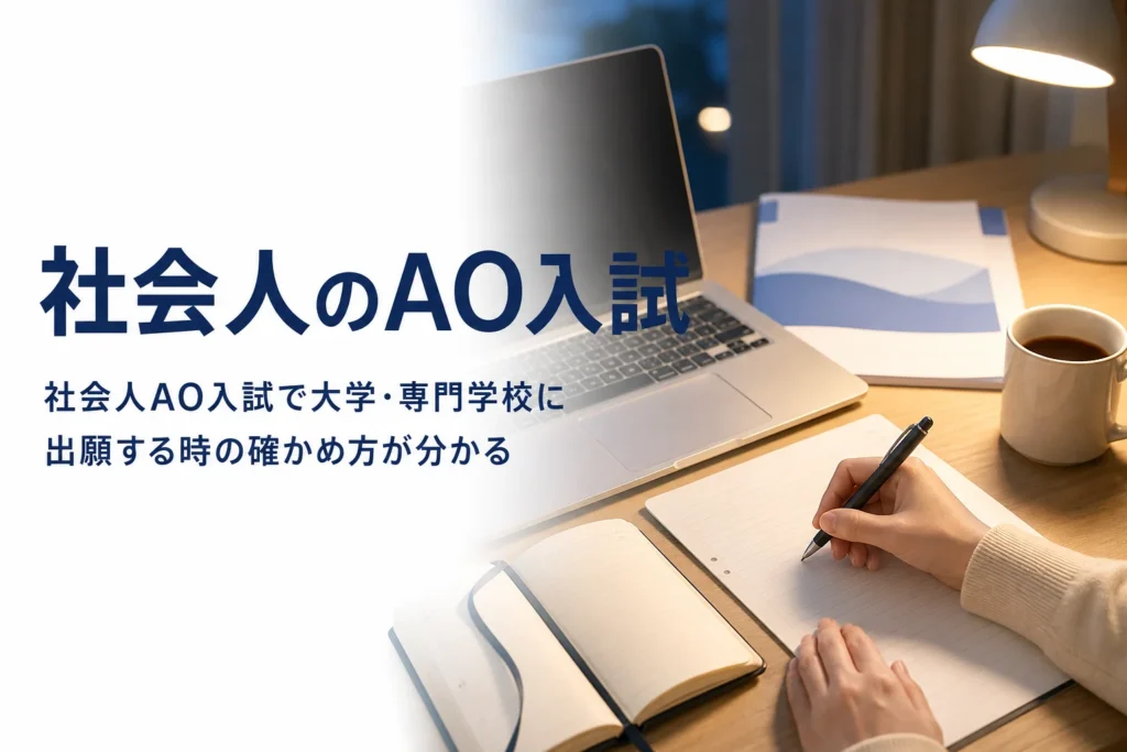 社会人がAO入試で大学・専門学校に出願する時の確かめ方を解説する記事のアイキャッチ