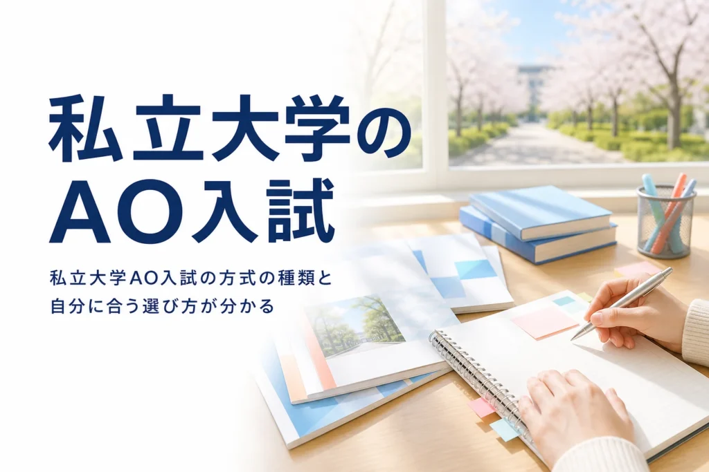 私立大学のAO入試（総合型選抜）の方式の種類と選び方を解説する記事のアイキャッチ