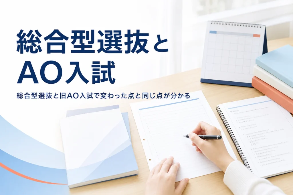 総合型選抜と旧AO入試の違いと、何が変わって何が同じなのかを解説する記事のアイキャッチ
