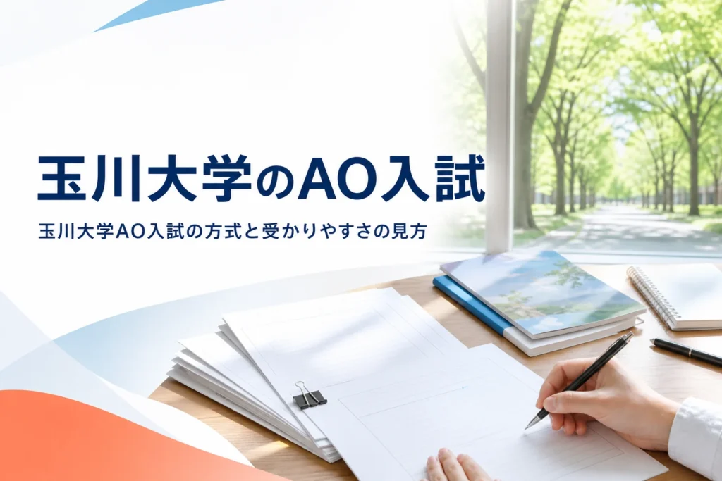 玉川大学のAO入試（総合型入学審査）の方式と、受かりやすさを判断する前に見ておきたいことを解説する記事のアイキャッチ
