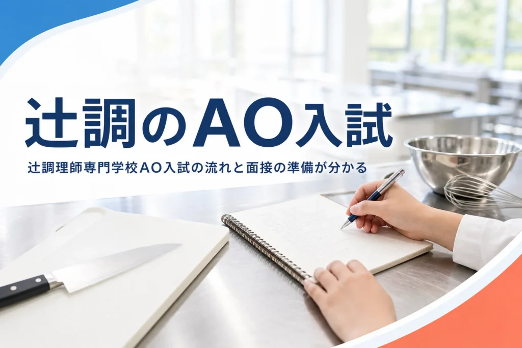 辻調理師専門学校と辻製菓のAO入試の流れと、面接や志望理由の準備を解説する記事のアイキャッチ